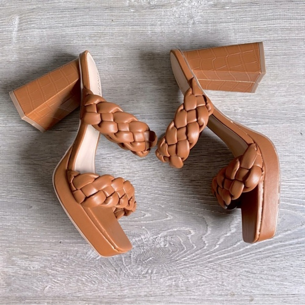 SINCERLY JULES BROWN BRAIDED PLATFORM MULES